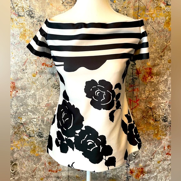 FRANK LYMAN Gorgeous Floral Off the Shoulder Dressy Blouse. Size 8 - Picture 1 of 9